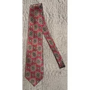 Adolfo Men's Tie Maroon and Navy pattern 100% Silk